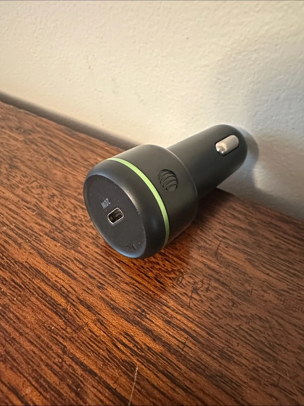 Universal Black USB-C Car Charger with Green Accent